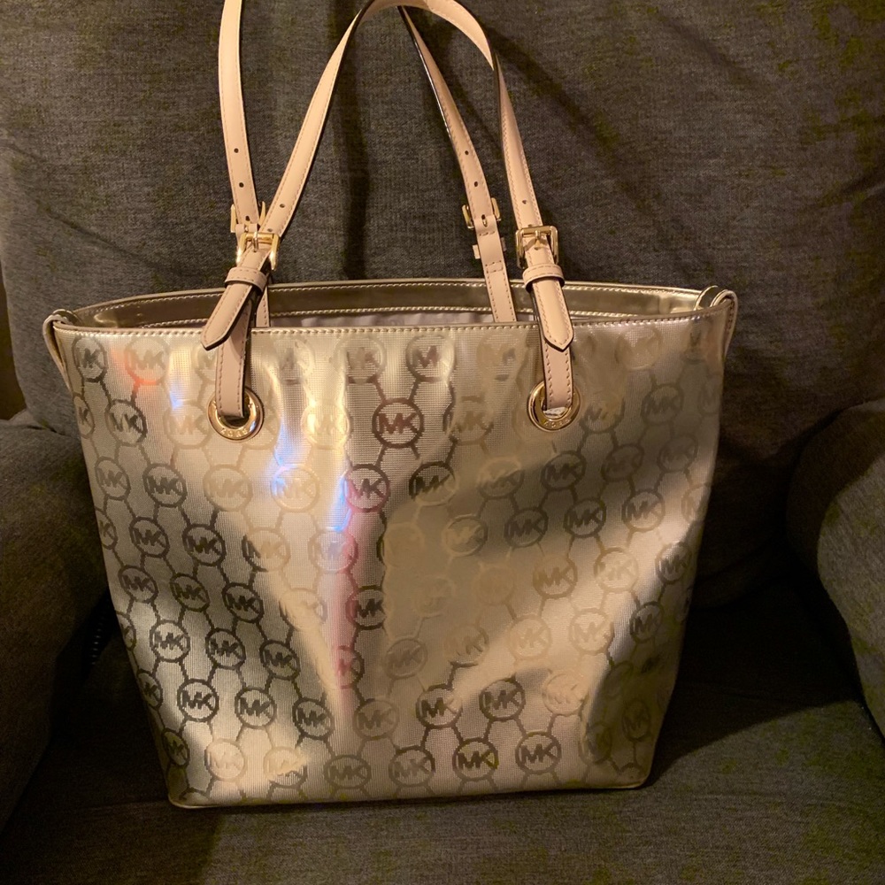 Michael Kors gold tote bag